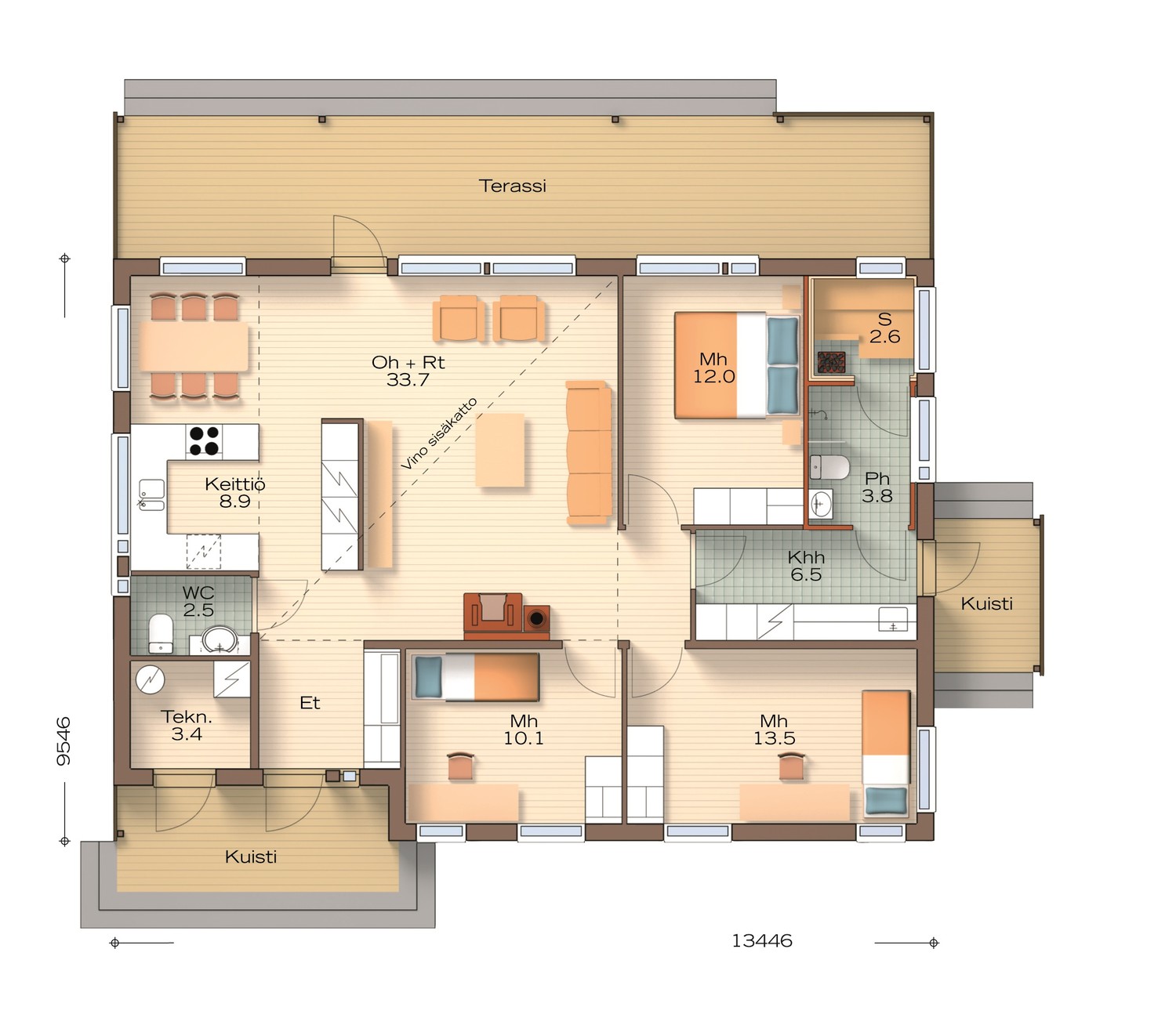 планировка дома без коридоров одноэтажного